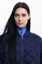 Jachetă bleumarin oversize puffer cu fermoar