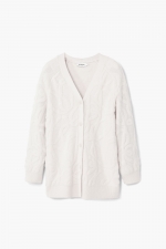 Cardigan bej oversize cu torsade și nasturi