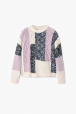 Pulover gros albastru cu model geometric