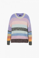 Pulover casual cu dungi multicolore și mâneci lungi