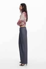 Pantaloni gri casual cu croială dreaptă