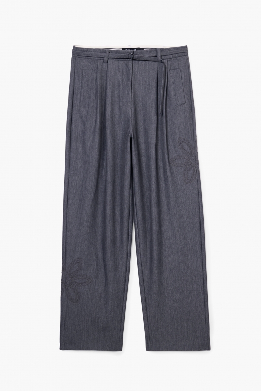 Pantaloni gri casual cu croială dreaptă