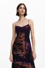 Rochie midi tricotată cu imprimeu multicolor