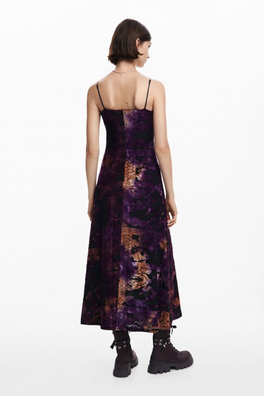 Rochie midi tricotată cu imprimeu multicolor