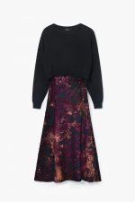 Rochie midi tricotată cu imprimeu multicolor
