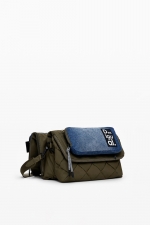 Geantă crossbody neagră cu buzunar din denim