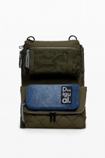 Geantă crossbody neagră cu buzunar din denim