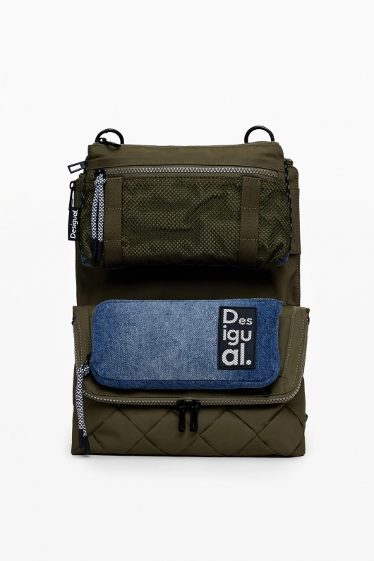 Geantă crossbody neagră cu buzunar din denim