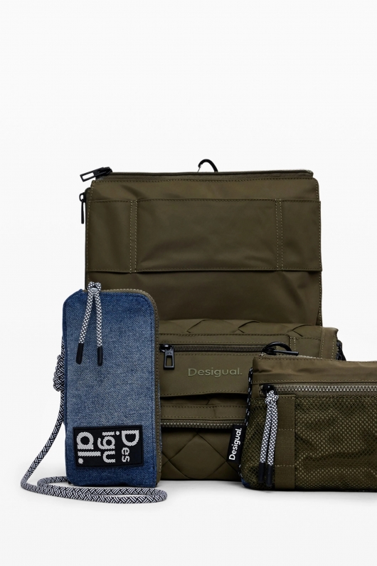 Geantă crossbody neagră cu buzunar din denim