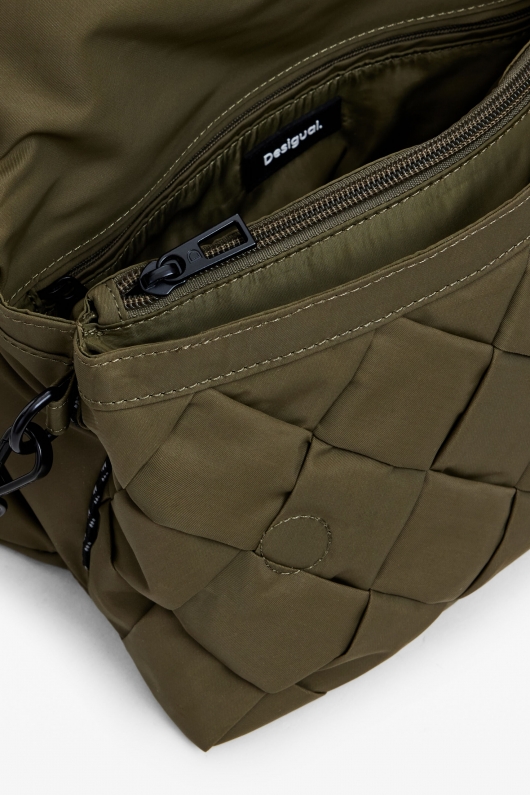 Geantă crossbody neagră cu buzunar din denim