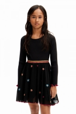Rochie scurtă neagră cu tulle și stele