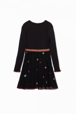 Rochie scurtă neagră cu tulle și stele