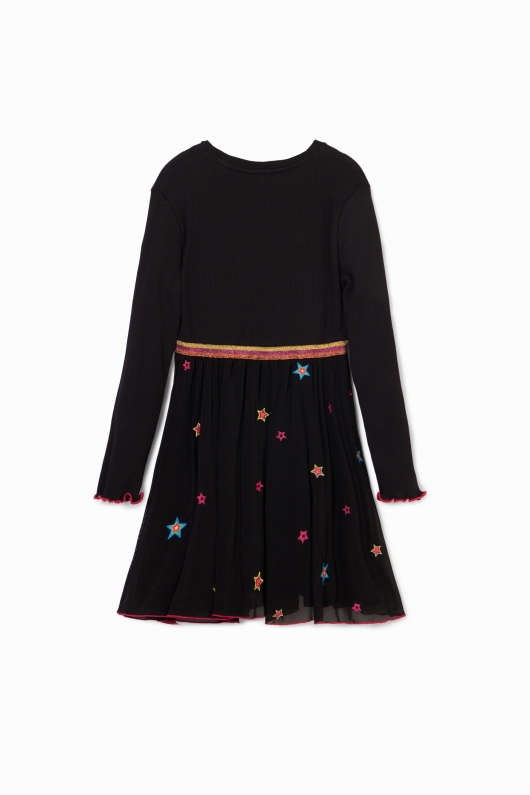 Rochie scurtă neagră cu tulle și stele