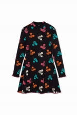 Rochie neagră casual cu imprimeu Mickey Mouse