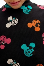 Rochie neagră casual cu imprimeu Mickey Mouse
