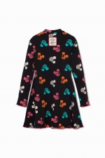 Rochie neagră casual cu imprimeu Mickey Mouse