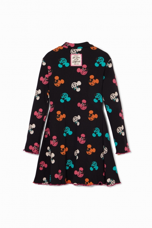 Rochie neagră casual cu imprimeu Mickey Mouse