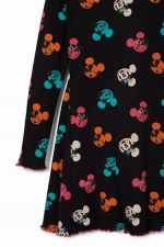 Rochie neagră casual cu imprimeu Mickey Mouse
