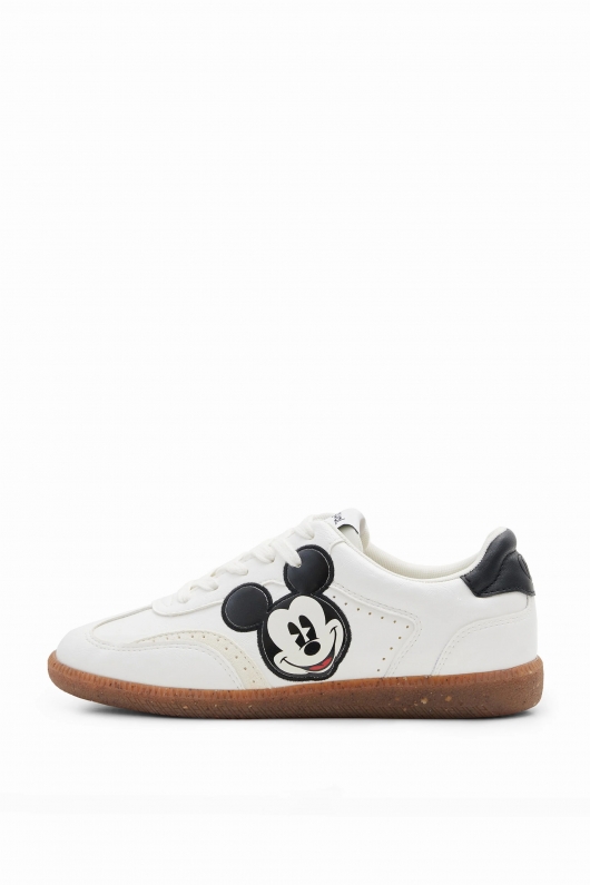 Sneakers albi copii cu broderie Mickey Mouse