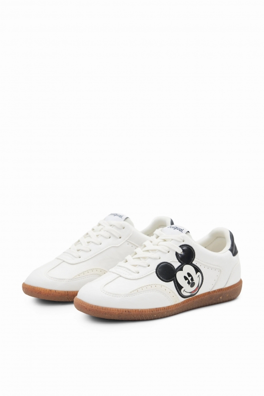 Sneakers albi copii cu broderie Mickey Mouse