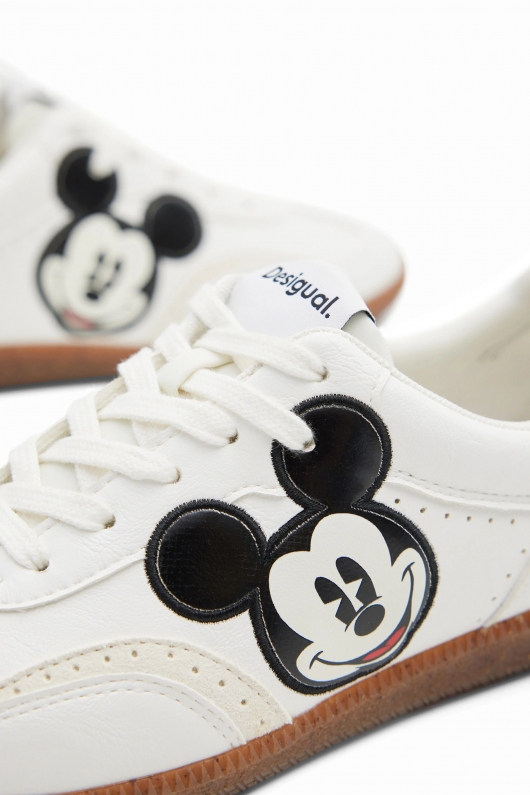 Sneakers albi copii cu broderie Mickey Mouse