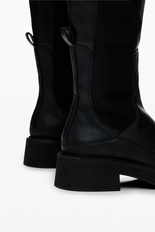 Cizme lungi negre peste genunchi stil Chelsea