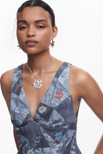 Top casual multicolor cu flori brodate