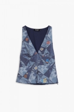 Top casual multicolor cu flori brodate