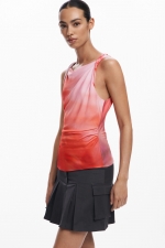 Top tie-dye multicolor fără mâneci