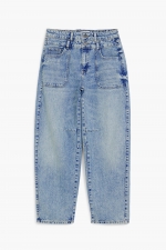 Pantaloni denim albaștri cu talie înaltă