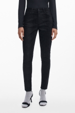 Pantaloni negri slim fit din catifea