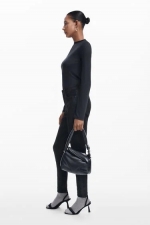 Pantaloni negri slim fit din catifea