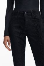 Pantaloni negri slim fit din catifea