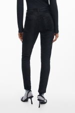 Pantaloni negri slim fit din catifea