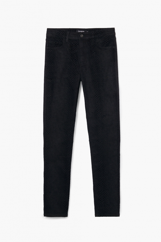 Pantaloni negri slim fit din catifea