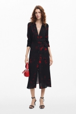 Rochie midi cămașă cu imprimeu floral multicolor