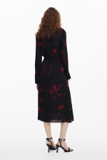 Rochie midi cămașă cu imprimeu floral multicolor