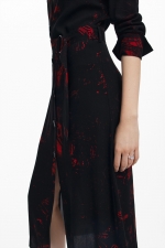 Rochie midi cămașă cu imprimeu floral multicolor