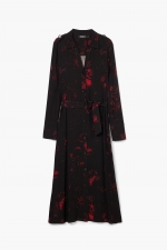 Rochie midi cămașă cu imprimeu floral multicolor