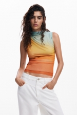 Top casual din tull cu gradient