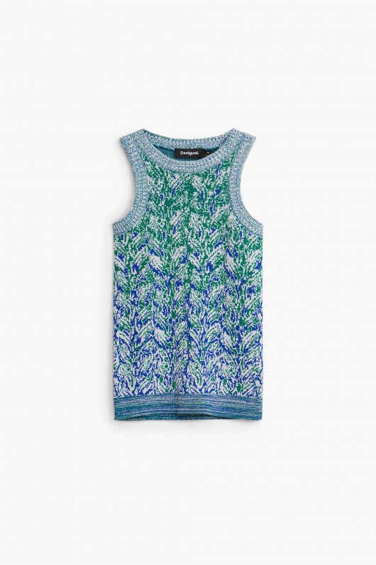 Top tricot negru mulat cu bretele subțiri