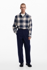 Pantaloni bleumarin casual cu buzunare laterale