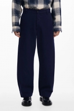 Pantaloni bleumarin casual cu buzunare laterale