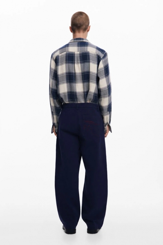 Pantaloni bleumarin casual cu buzunare laterale