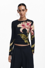 Bluză casual cu imprimeu floral multicolor