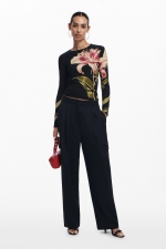 Bluză casual cu imprimeu floral multicolor