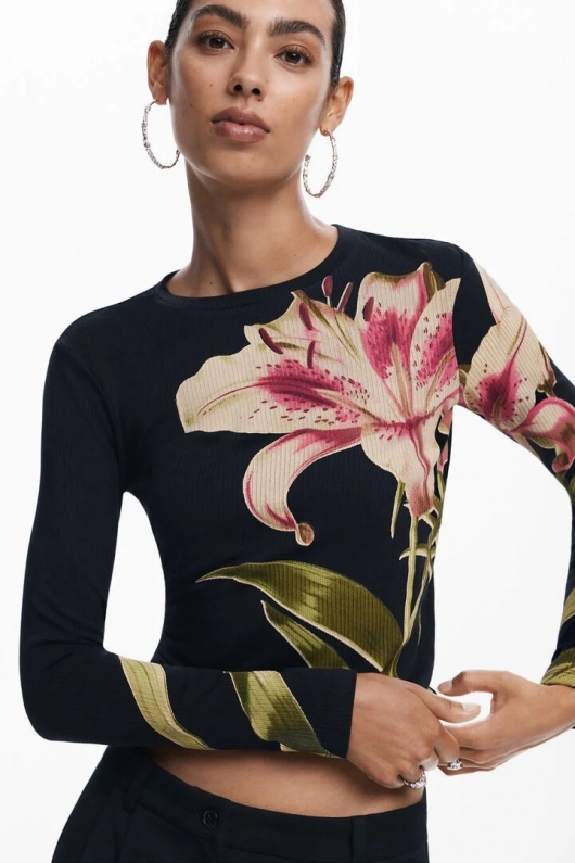 Bluză casual cu imprimeu floral multicolor