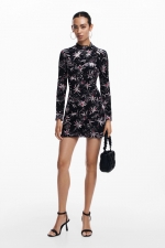 Rochie mini mulată cu imprimeu floral multicolor
