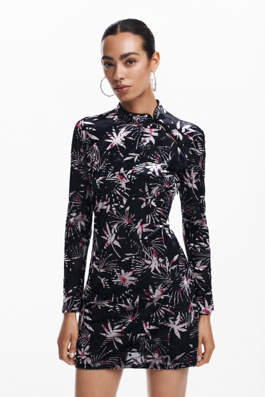 Rochie mini mulată cu imprimeu floral multicolor