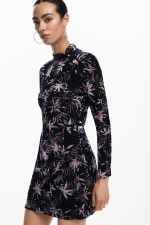 Rochie mini mulată cu imprimeu floral multicolor